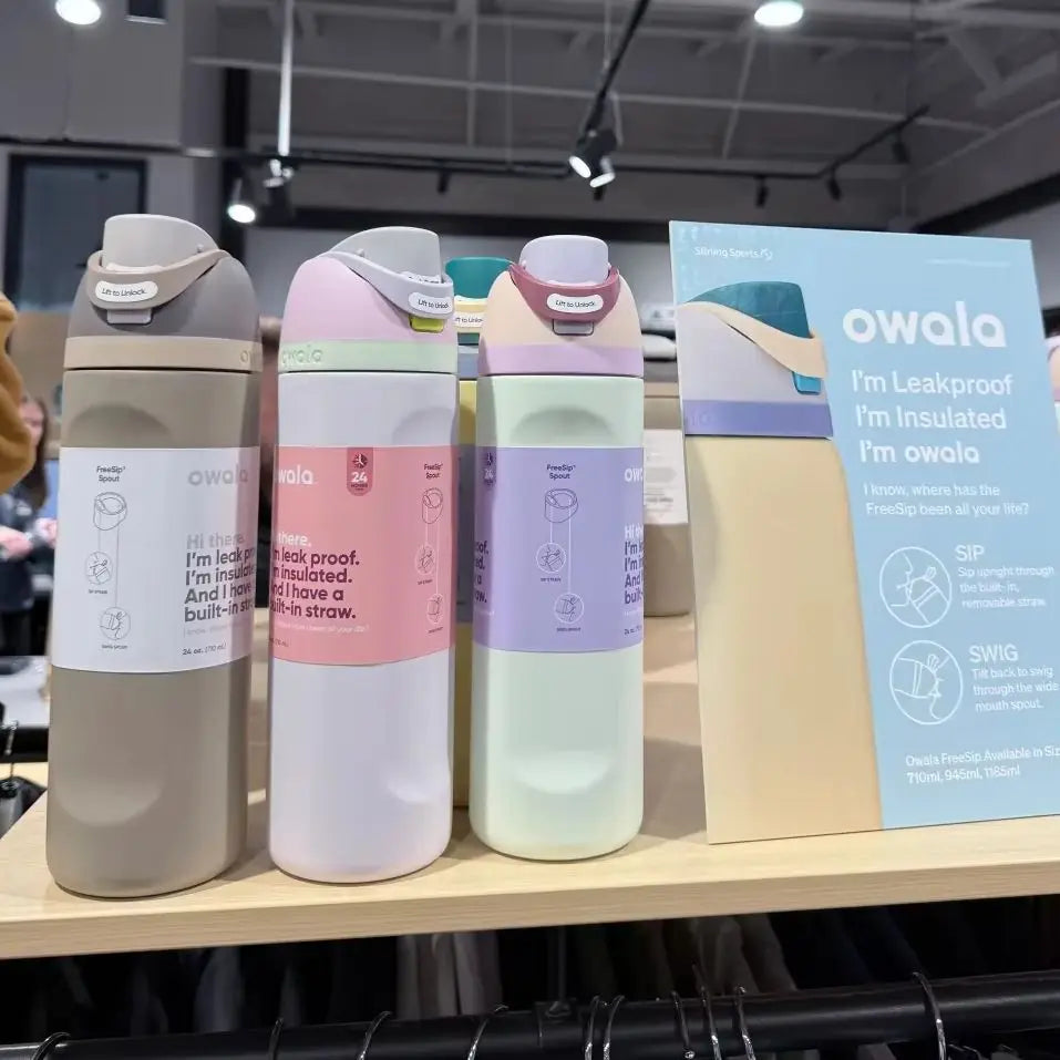 Botella deportiva Owala de acero inoxidable con pajita y aislamiento | Sin BPA para viajes