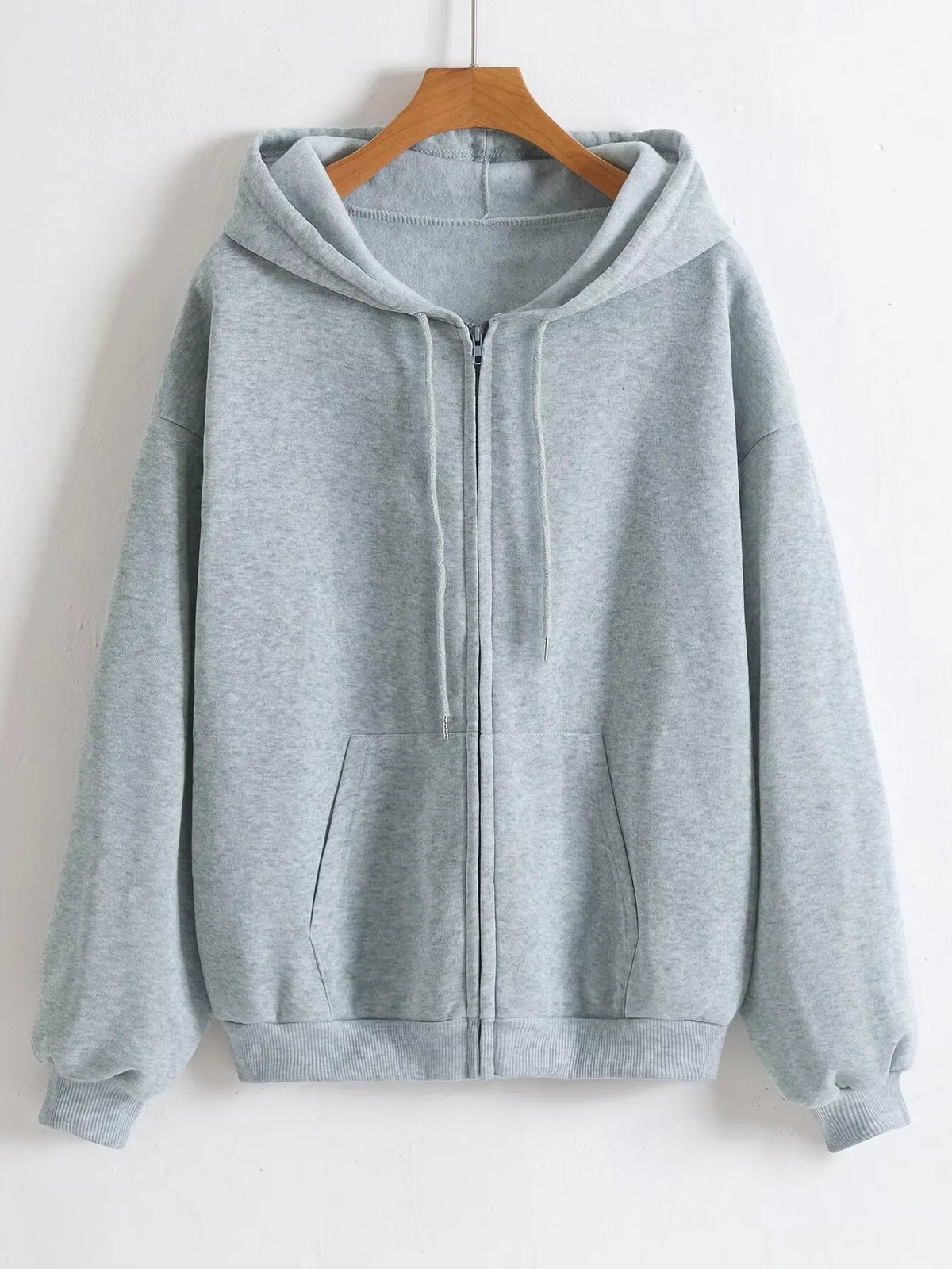 Hoodie oversize con cierre – Estilo coreano mujer
