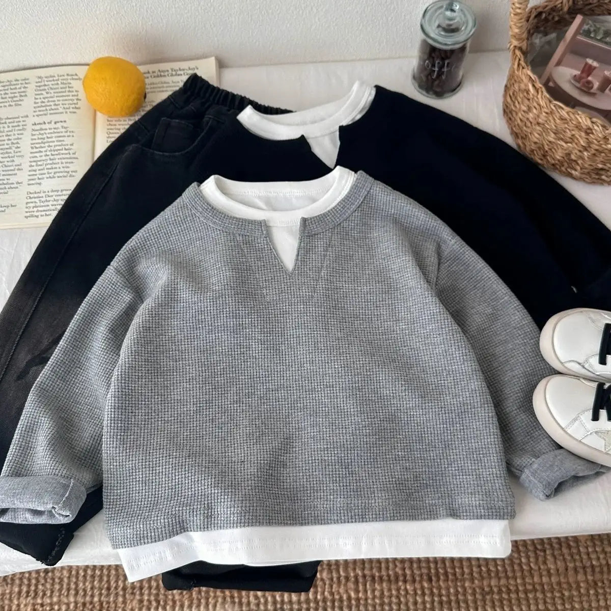 Hoodie waffle de dos piezas – Niños 1-8 años