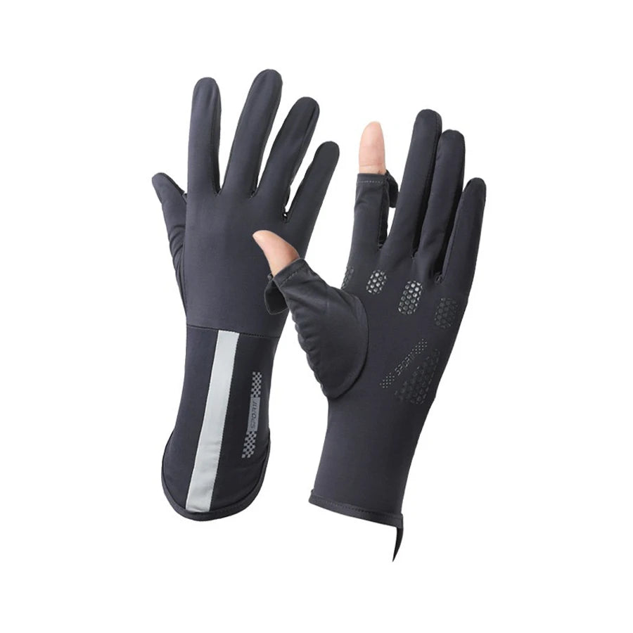 Guantes de verano seda helada anti-UV para mujer | Sin dedos, táctiles y antideslizantes