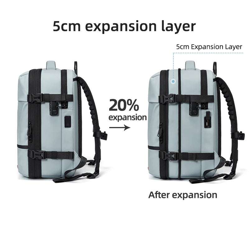 Mochila casual compresión al vacío 40L | Puerto USB, portátil 16” para escuela y viajes