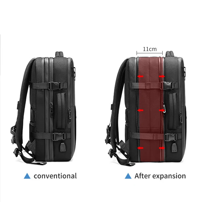 Mochila de viaje con compresión al vacío 60L | Puerto USB y compartimento para portátil