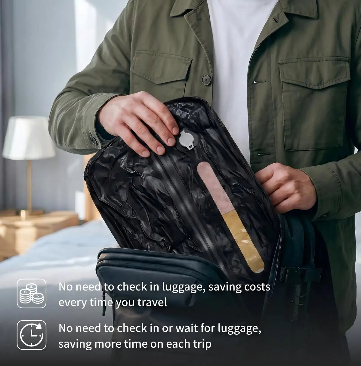 Bolsa de compresión al vacío con ventana y bomba, reutilizable, impermeable y ahorradora de espacio para equipaje y maletas.