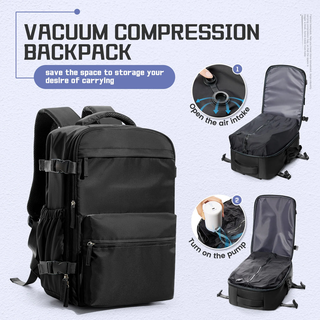 Mochila compresión al vacío apta para cabina 40x20x25 cm | Portátil 15,6” para viajes
