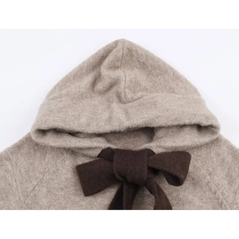 Hoodie tejido con detalle de lazo – Mujer