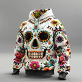 Hoodie con calavera floral 3D – Unisex