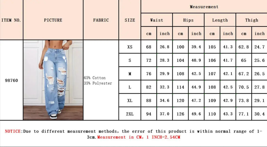 Jeans con roturas para mujer | Pernera ancha, tiro alto, estilo vintage desgastado
