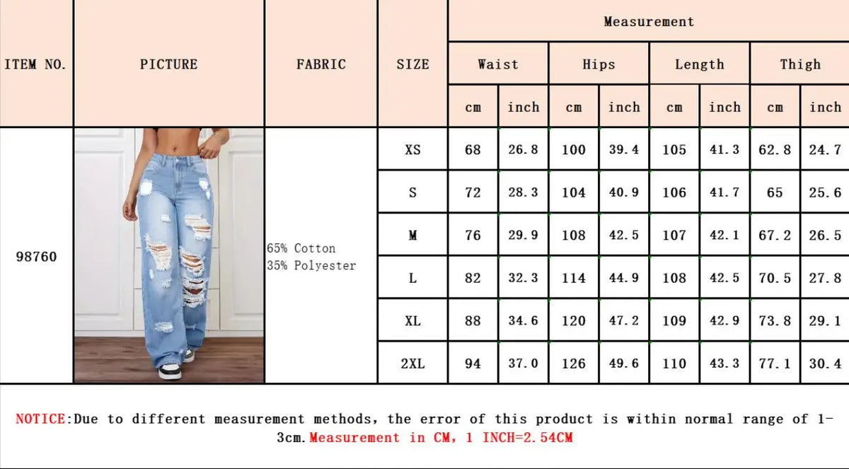 Jeans con roturas para mujer | Pernera ancha, tiro alto, estilo vintage desgastado