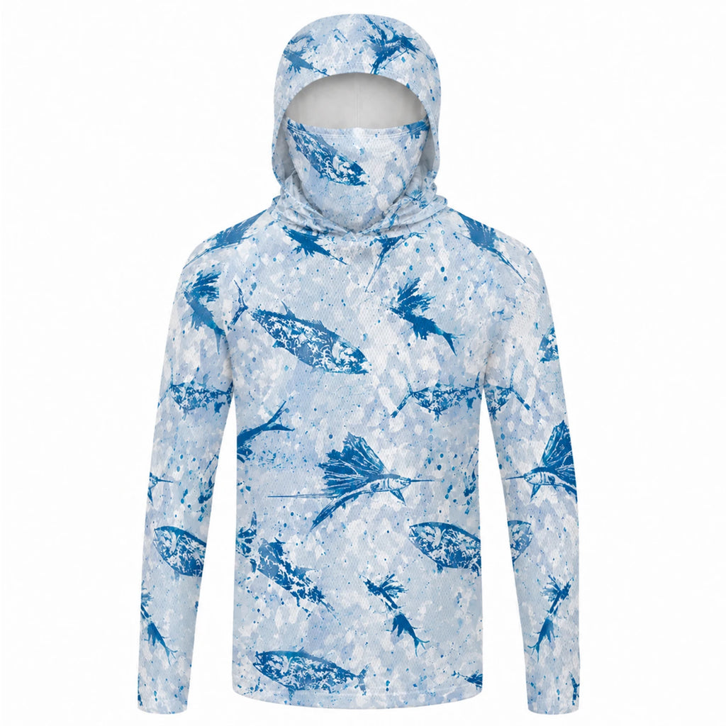 Camiseta de pesca manga larga con capucha y protección UV – Hombre