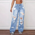 Jeans con roturas para mujer | Pernera ancha, tiro alto, estilo vintage desgastado