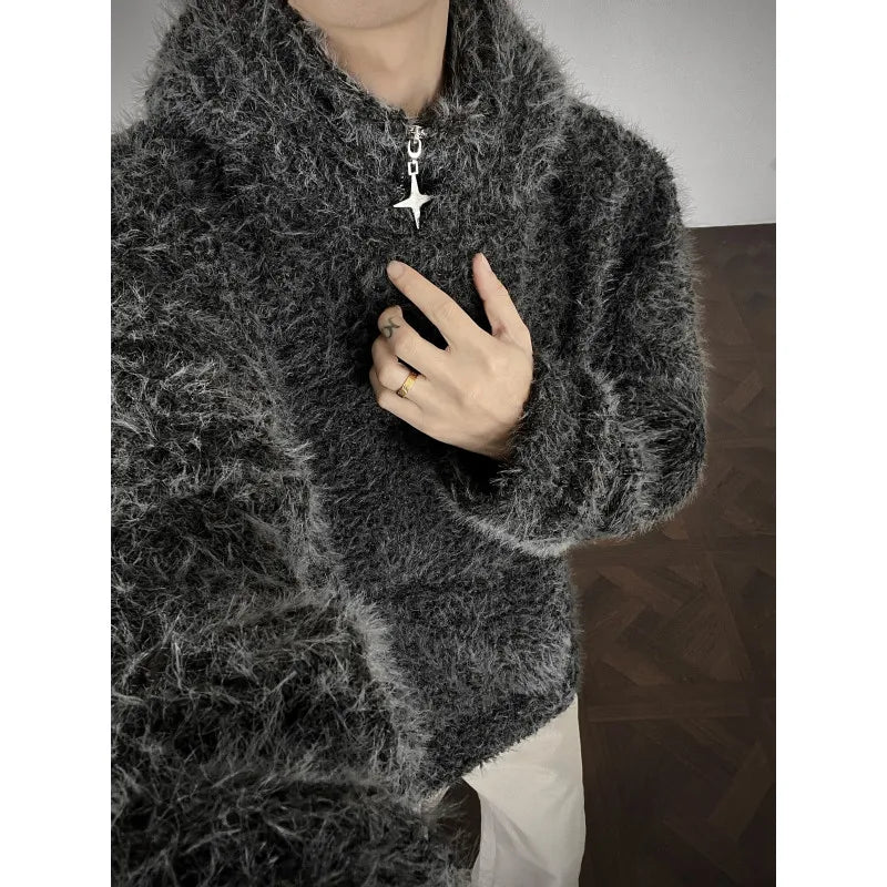 Hoodie de punto con medio cierre – Estilo urbano hombre