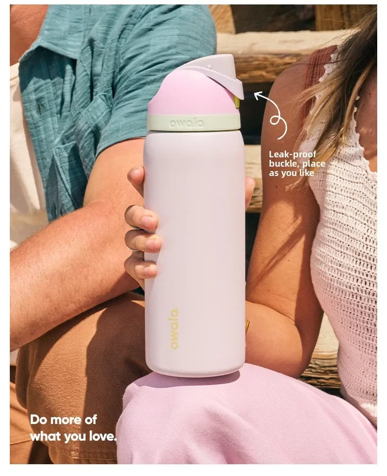 Botella deportiva Owala de acero inoxidable con pajita y aislamiento | Sin BPA para viajes