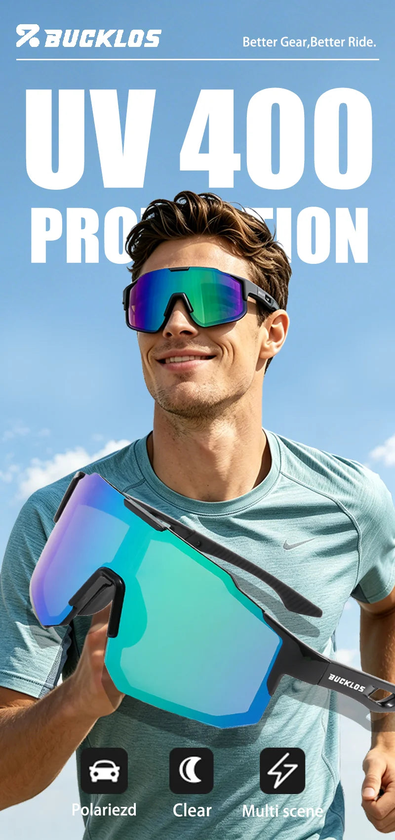 Gafas deportivas polarizadas para ciclismo (UV400, ligeras, HD, unisex): gafas profesionales para ciclismo de carretera y MTB.