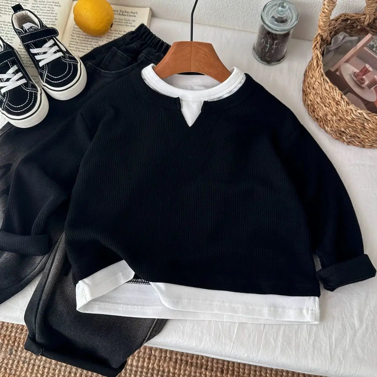 Hoodie waffle de dos piezas – Niños 1-8 años