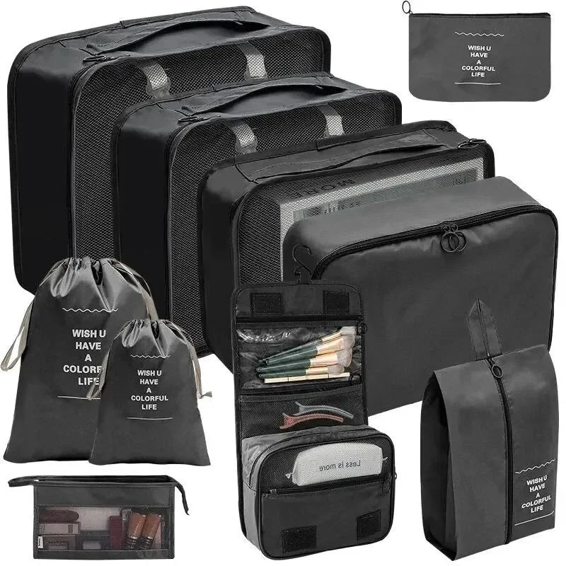 Set organizadores de viaje: cubos de embalaje, bolsas para maleta y fundas para ropa y zapatos