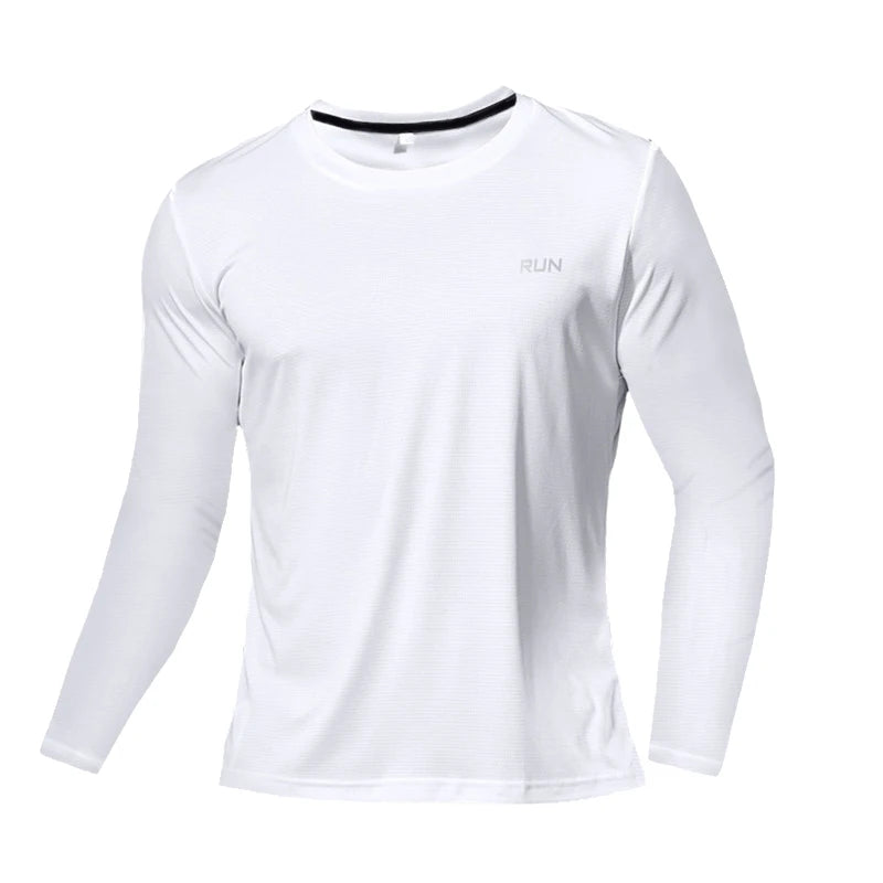 Camiseta de manga larga para hombre con protección solar UPF 50+; ideal para natación, pesca, senderismo y correr; tejido de secado rápido y ligero.