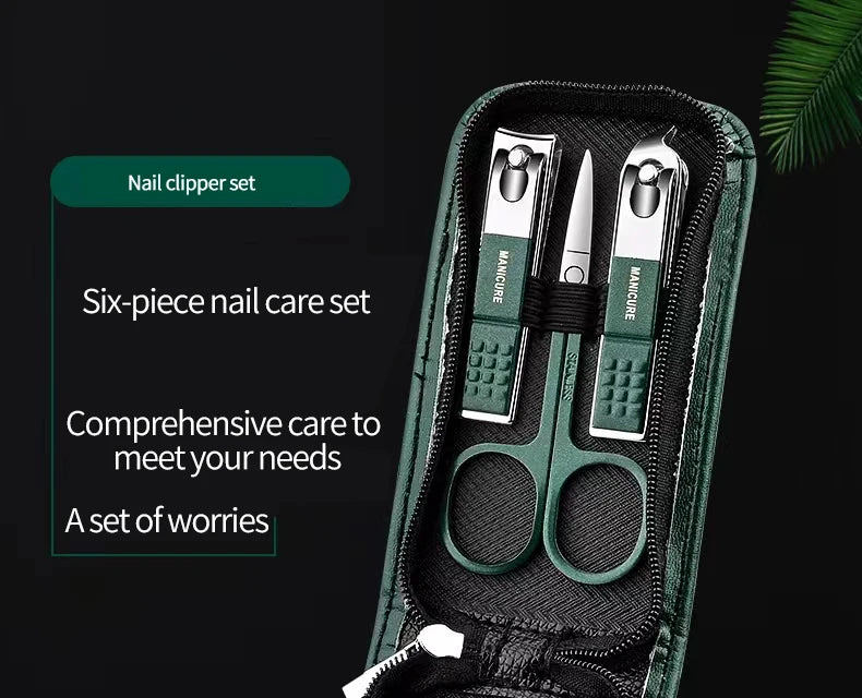 Set de manicura de 6 piezas de alta gama para uso doméstico (incluye tijeras y cortaúñas especiales para hombres y mujeres); herramientas de belleza portátiles.