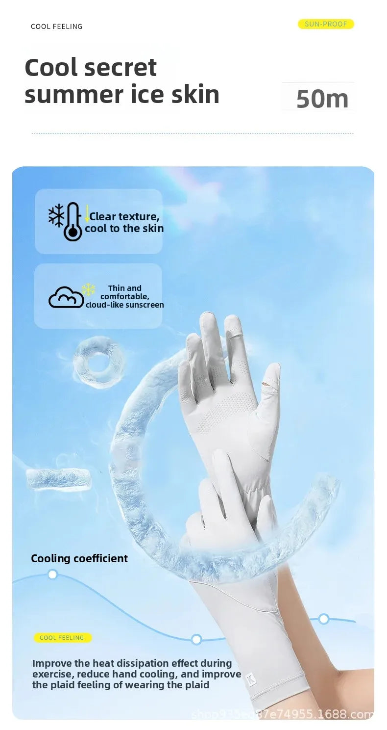 Guantes finos de verano con protección UV y función táctil; antideslizantes, frescos y transpirables; ideales para correr, conducir y actividades al aire libre.