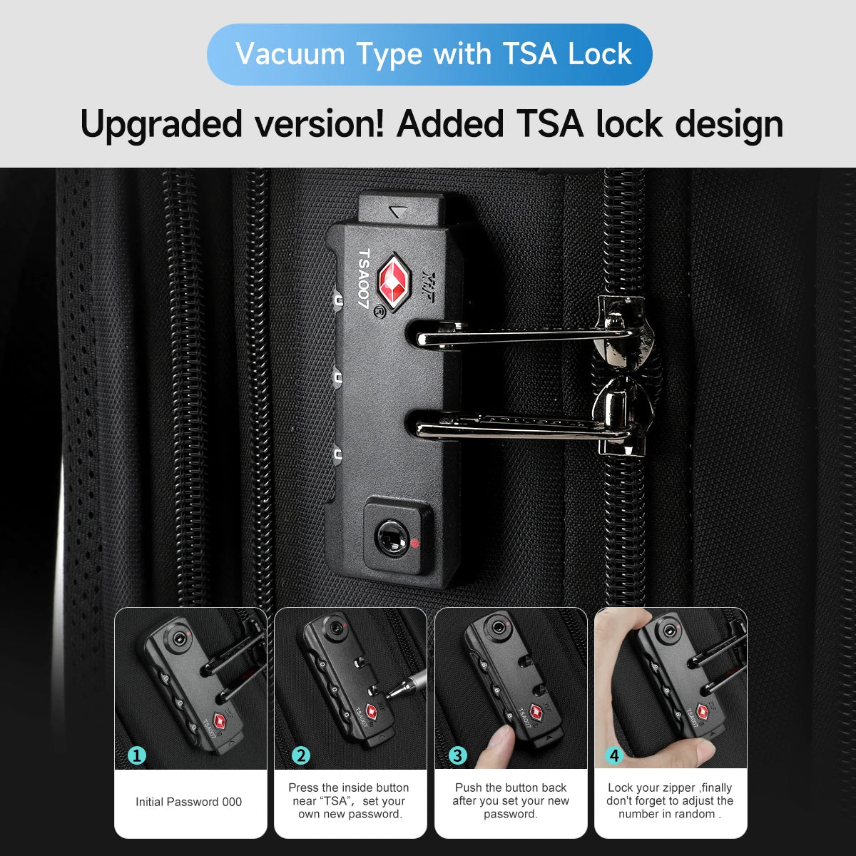 Mochila de viaje compresión al vacío 27–37L unisex | USB, portátil 17” y apta cabina