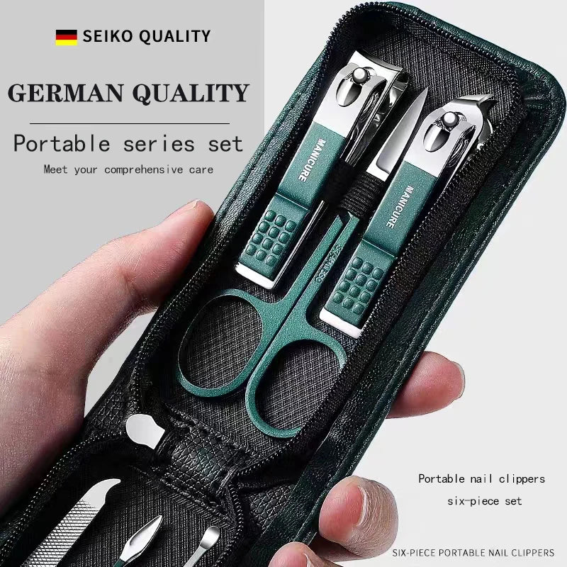 Set de manicura de 6 piezas de alta gama para uso doméstico (incluye tijeras y cortaúñas especiales para hombres y mujeres); herramientas de belleza portátiles.