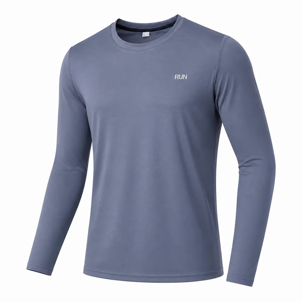 Camiseta de manga larga para hombre con protección UV UPF 50+, ligera, de secado rápido y transpirable; ideal para actividades al aire libre como correr, pescar, hacer senderismo y practicar deporte.