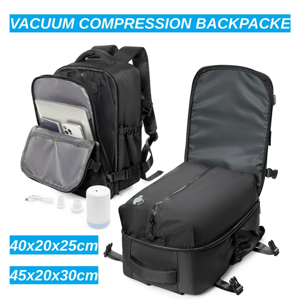 Mochila compresión al vacío apta para cabina 40x20x25 cm | Portátil 15,6” para viajes