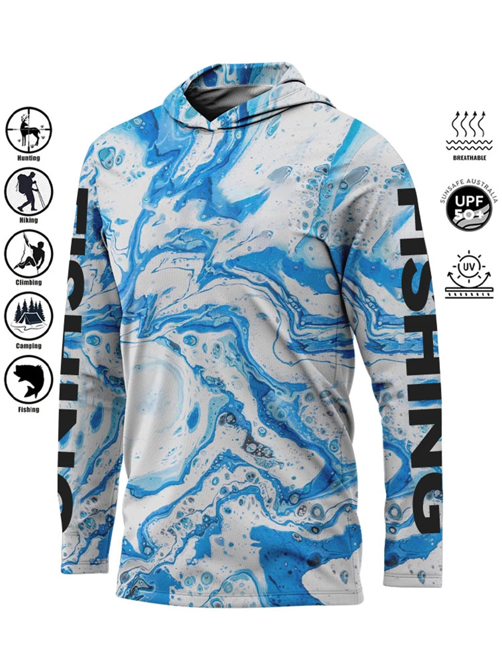 Camiseta de pesca con capucha UPF 50+ – Transpirable y de secado rápido