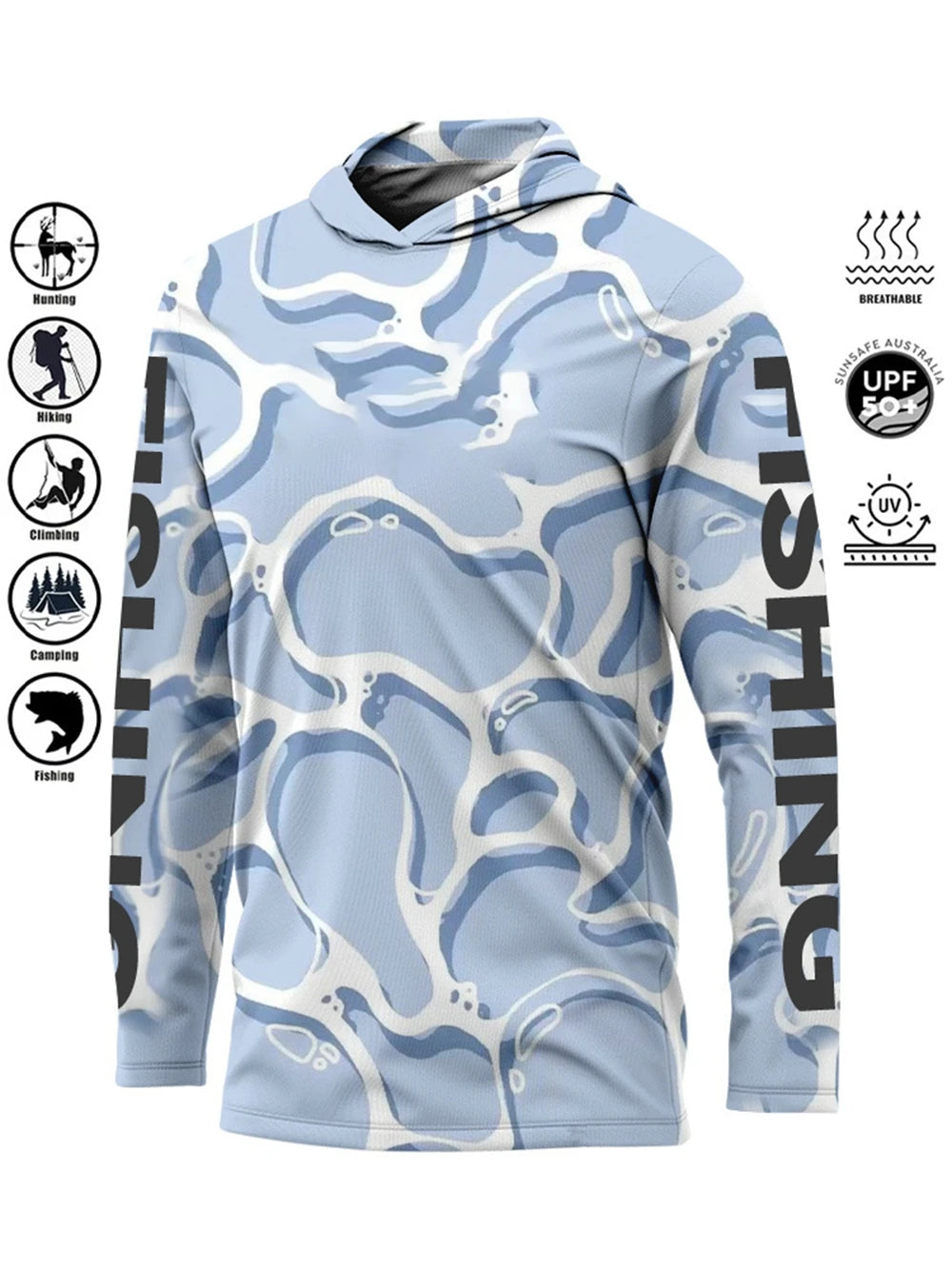 Camiseta de pesca con capucha UPF 50+ – Secado rápido y absorción de humedad