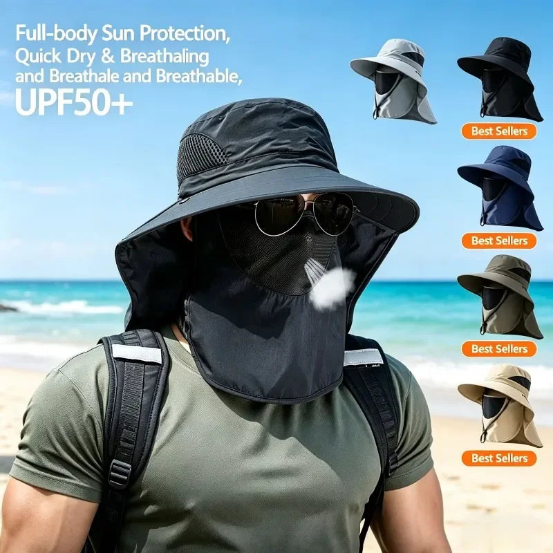 UPF50+  Sombrero para sol Neck Cover Outdoor Fishing Hiking UV Protection