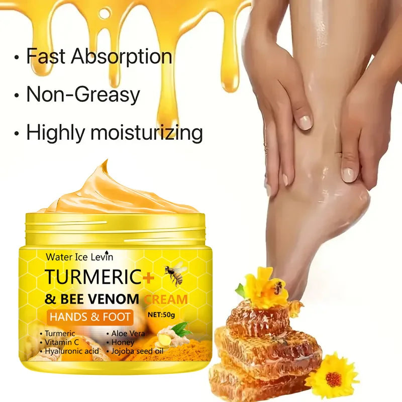 Crema reparadora de manos y pies con cúrcuma y veneno de abeja | 50g piel seca y agrietada