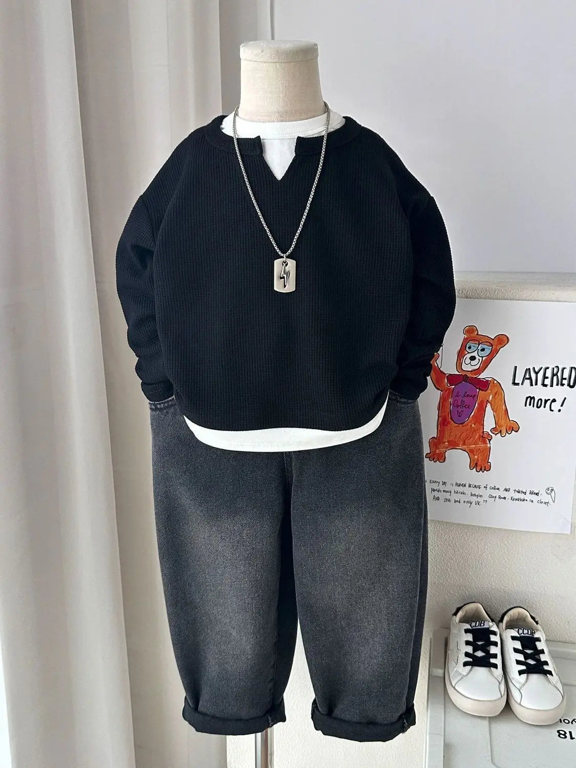 Hoodie waffle de dos piezas – Niños 1-8 años