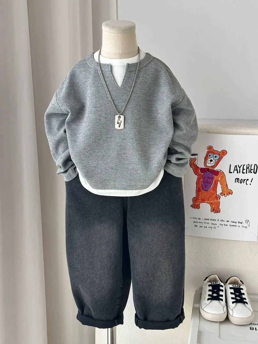 Hoodie waffle de dos piezas – Niños 1-8 años