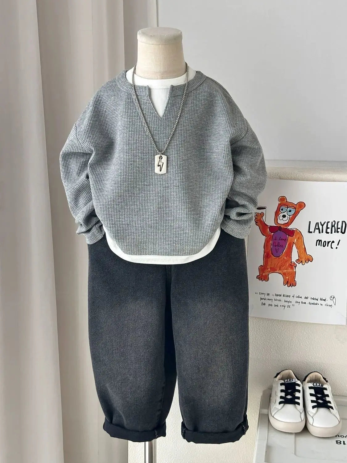 Hoodie waffle de dos piezas – Niños 1-8 años