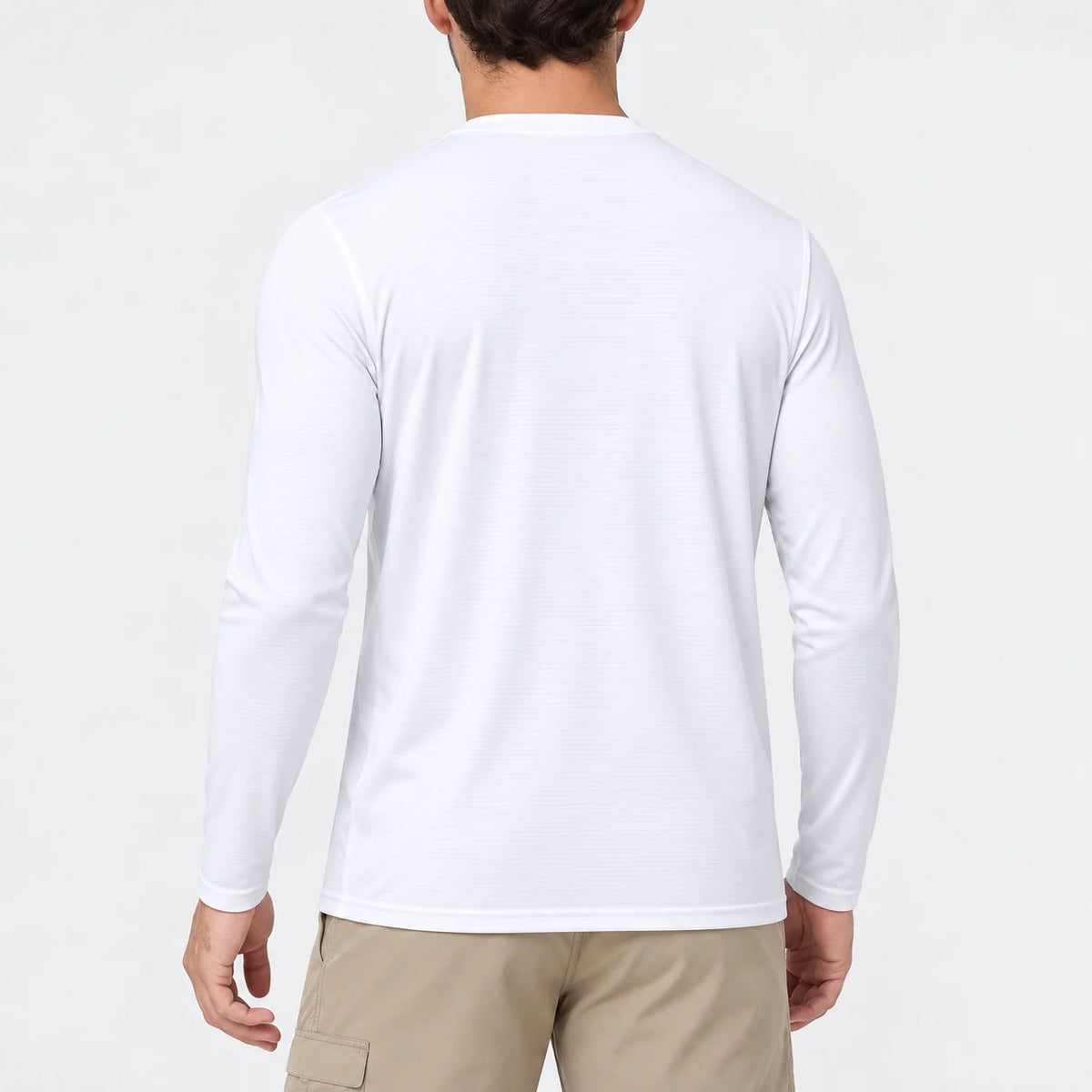Camiseta de manga larga para hombre con protección solar UPF 50+; ideal para natación, pesca, senderismo y correr; tejido de secado rápido y ligero.