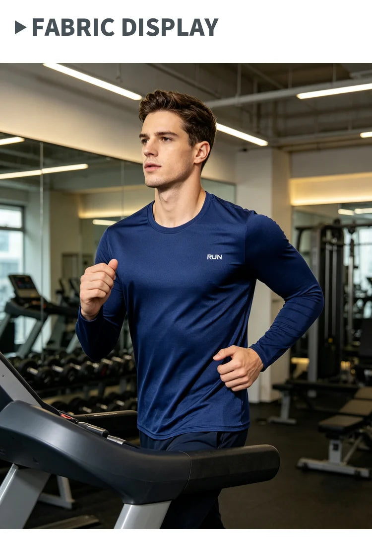 Camiseta de manga larga para hombre con protección solar UPF 50+; ideal para natación, pesca, senderismo y correr; tejido de secado rápido y ligero.