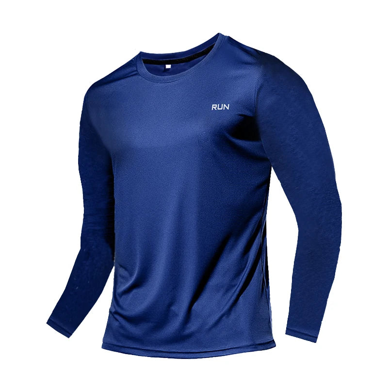 Camiseta de manga larga para hombre con protección solar UPF 50+; ideal para natación, pesca, senderismo y correr; tejido de secado rápido y ligero.