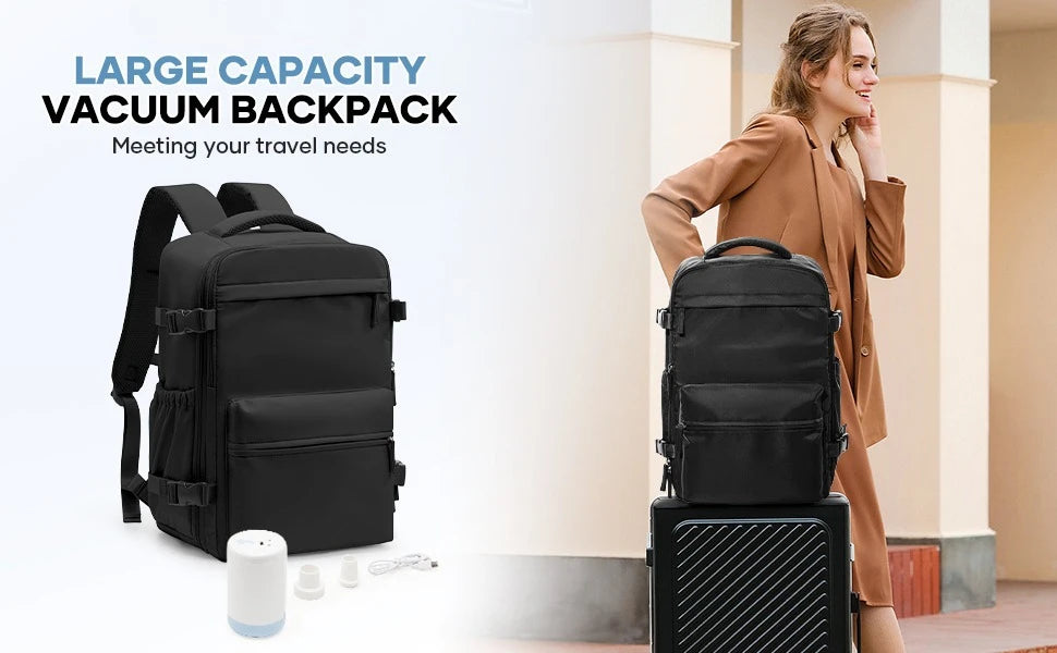 Mochila compresión al vacío apta para cabina 40x20x25 cm | Portátil 15,6” para viajes