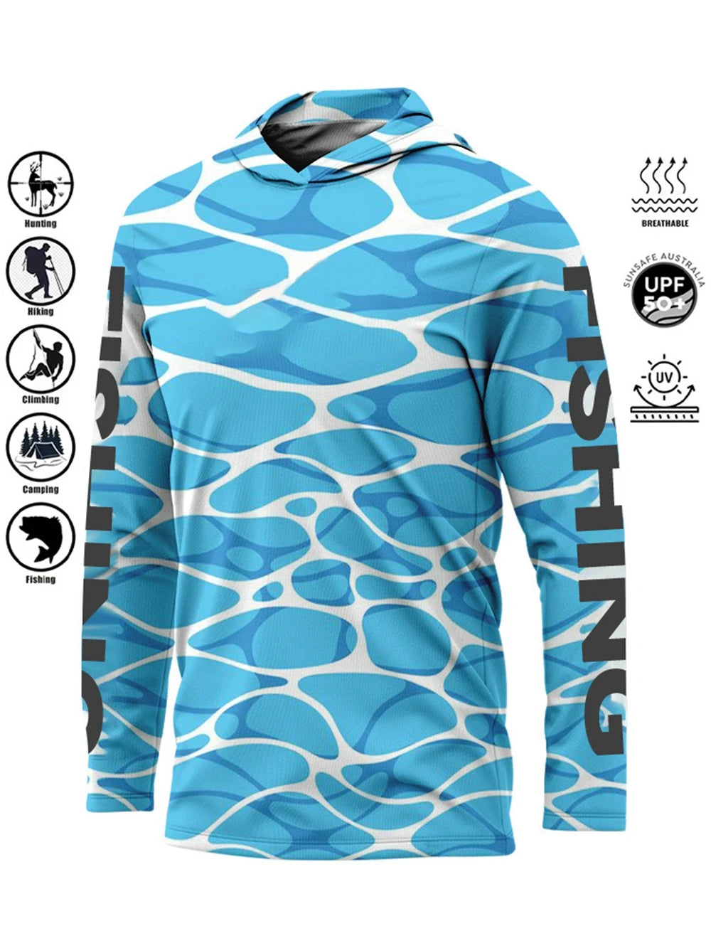 Camiseta de pesca con capucha UPF 50+ – Transpirable y de secado rápido