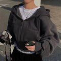 Hoodie crop con cierre – Estilo Y2K mujer