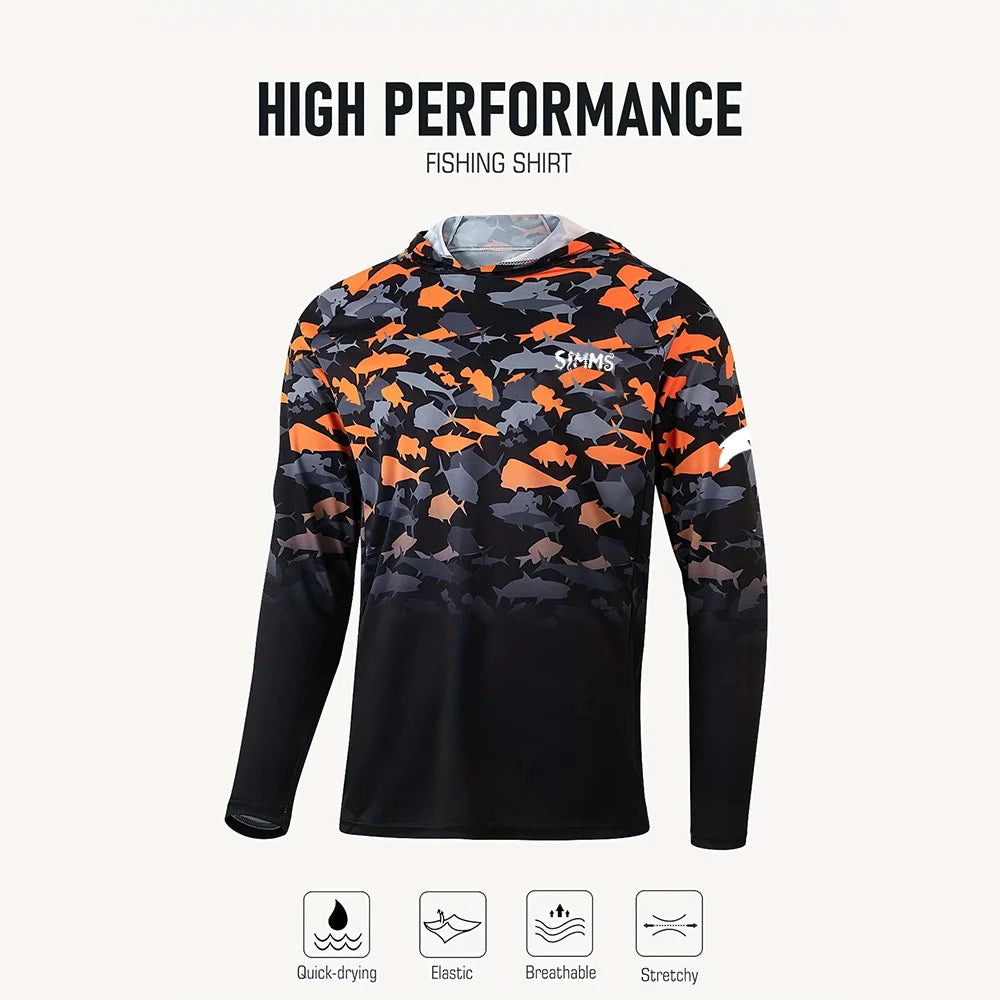 Camiseta de pesca con capucha UPF 50+ – Estampado hojas, hombre