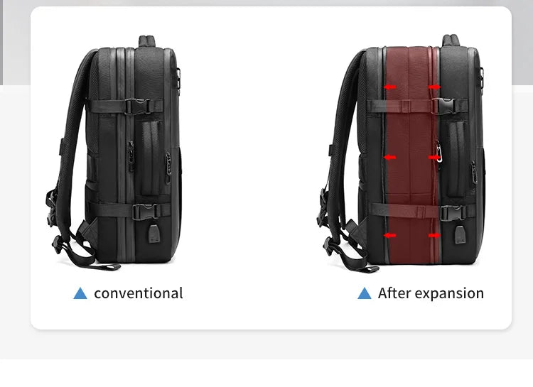 Mochila de viaje con compresión al vacío 60L | Puerto USB y compartimento para portátil