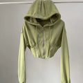 Hoodie corto con cintura ajustada – Mujer