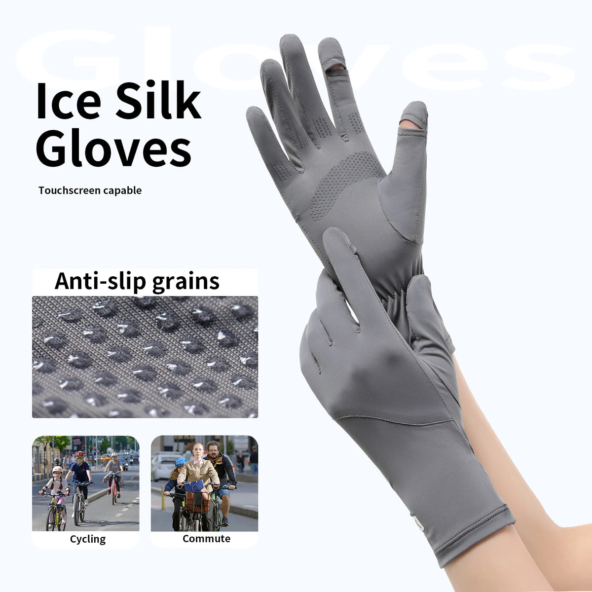 Guantes finos de verano con protección UV y función táctil; antideslizantes, frescos y transpirables; ideales para correr, conducir y actividades al aire libre.