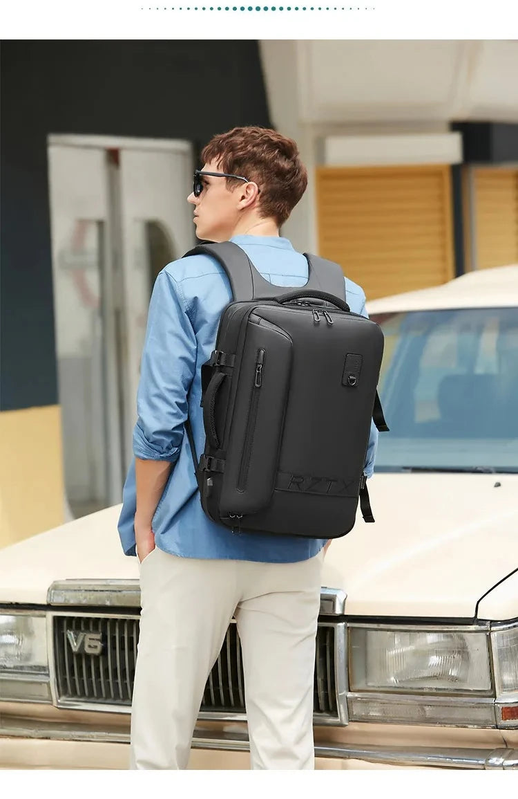 Mochila de viaje con compresión al vacío 60L | Puerto USB y compartimento para portátil