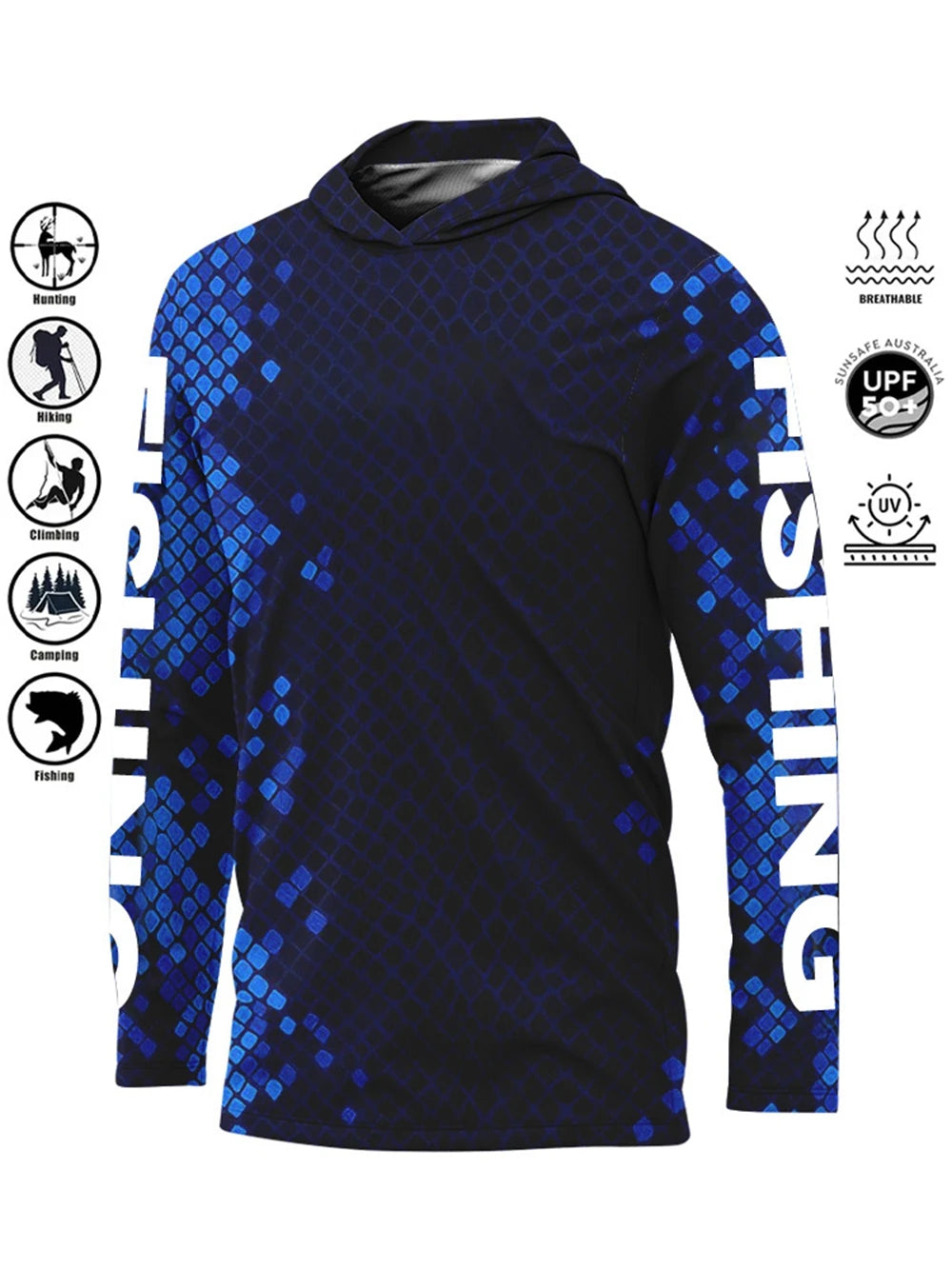 Camiseta de pesca con capucha UPF 50+ – Secado rápido y absorción de humedad