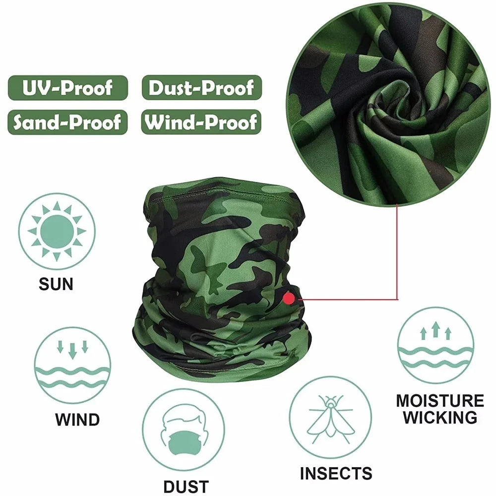 Buff multifuncional tipo turbante para ciclismo y actividades al aire libre: protección para el cuello y la cabeza, tejido de seda fría con protección solar; apto para hombres y mujeres (pesca, senderismo, máscara).