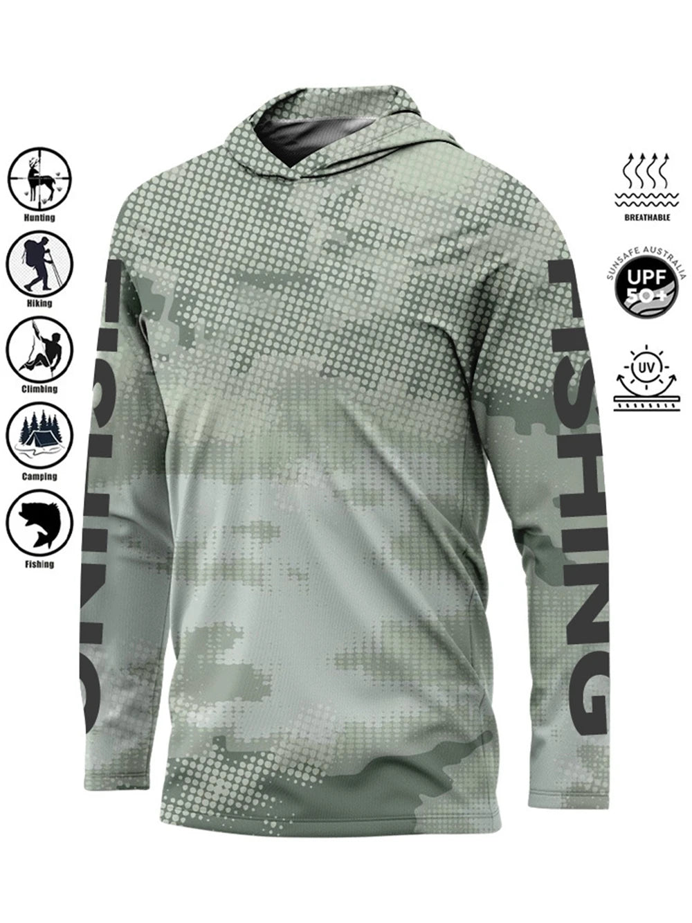 Camiseta de pesca con capucha UPF 50+ – Transpirable y de secado rápido