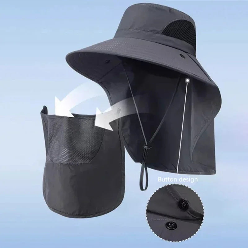 Sombrero tipo pescador UPF con visera y solapa para el cuello | Unisex para outdoor