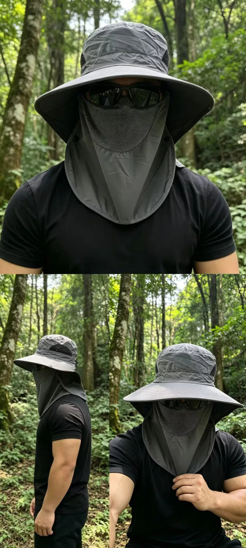 UPF50+  Sombrero para sol Neck Cover Outdoor Fishing Hiking UV Protection