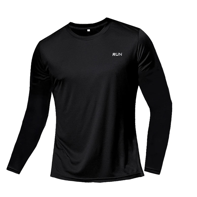 Camiseta de manga larga para hombre con protección solar UPF 50+; ideal para natación, pesca, senderismo y correr; tejido de secado rápido y ligero.